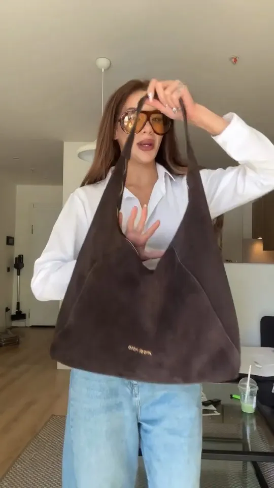 Kahverengi Süet Hobo Çanta